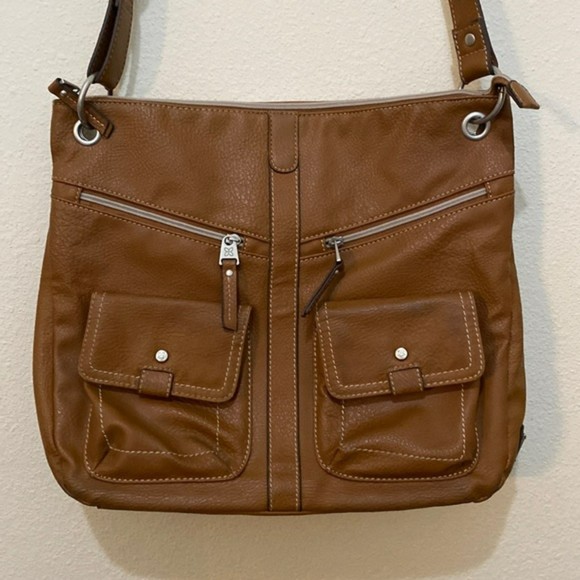 Relic By Fossil Roxanne Shoulder Bag Purse Cognac Leather Adjustable Messenger - Picture 2 of 16